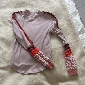 Free People Pink and Red Knit Jersey